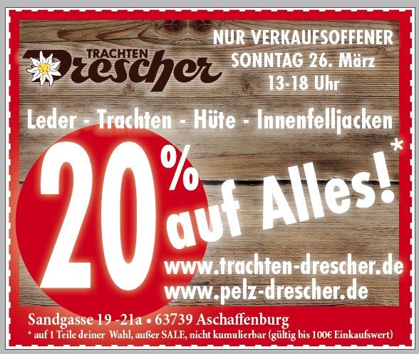 <a href='https://www.pelz-drescher.de/images/anzeige_0323.pdf'>NUR VERKAUFSOFFENER SONNTAG 26. Mrz 13-18 Uhr</a>